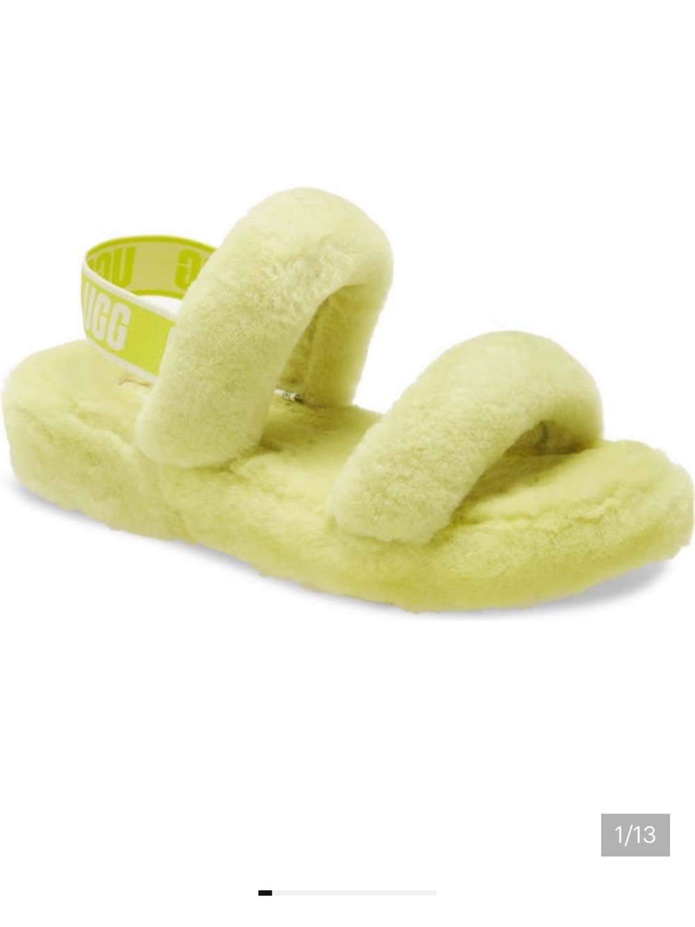 UGG® Fluff Yeah Genuine Shearling Slingback Sandal size 7M yellow